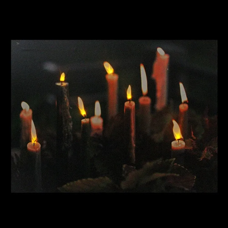 11.75" x 15.75" LED Lighted Flickering Candles with Fall Leaves Canvas Wall Art