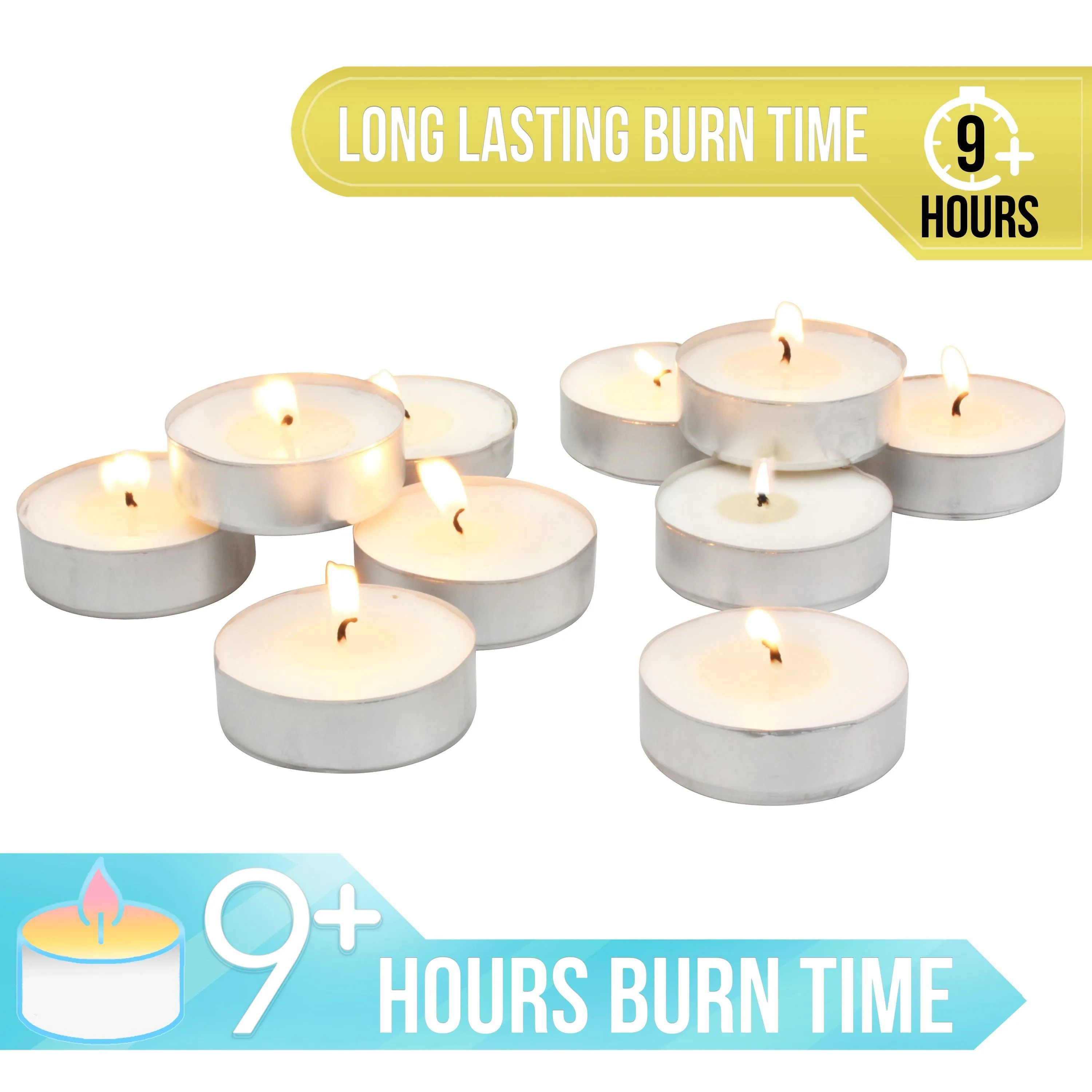 20-Pack Unscented Mega Oversized Tea Light Candles with 9 Hour Extended Burn Time (WS)