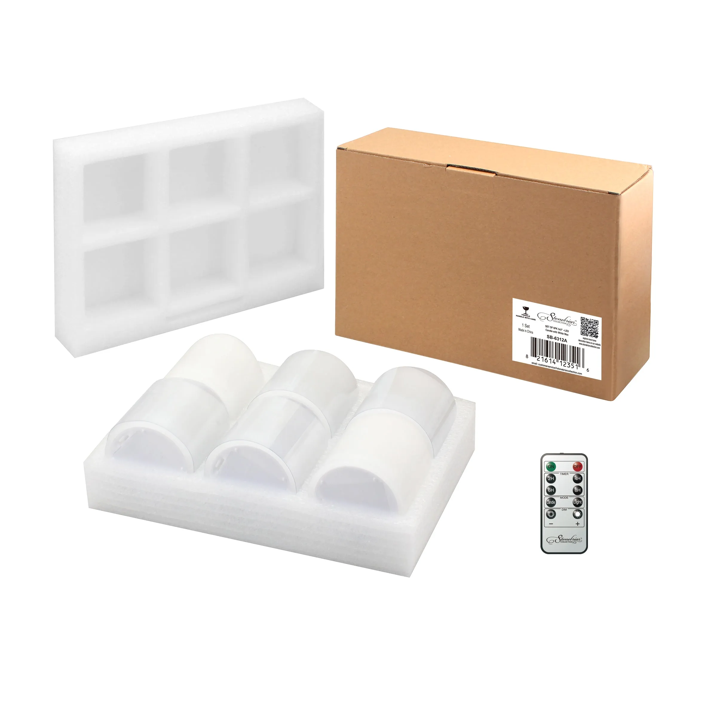 6 Pack Real Wax 3x3 Flameless LED Pillar Candles with Remote and Timer (WS)