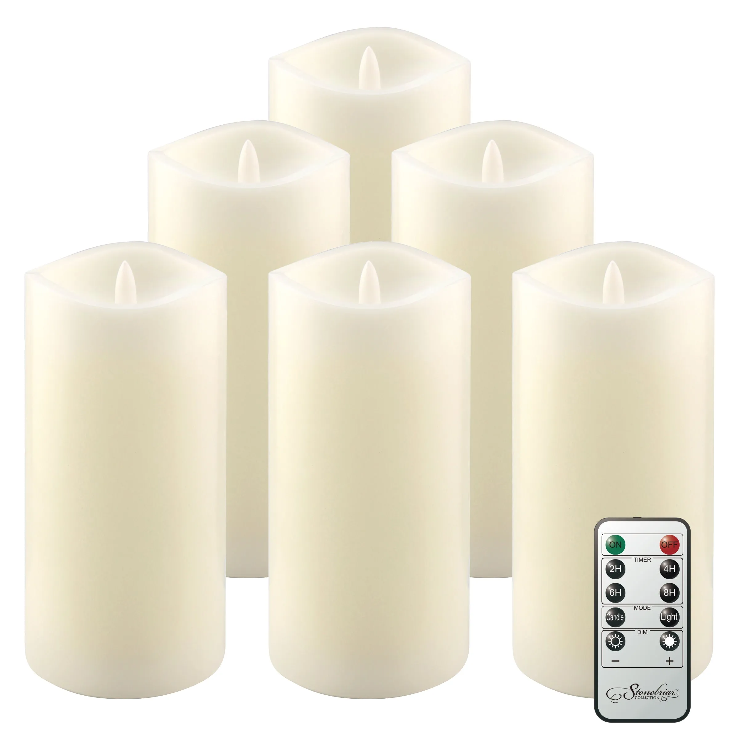 6 Pack Real Wax 3x6 Flameless LED Pillar Candles with Remote and Timer