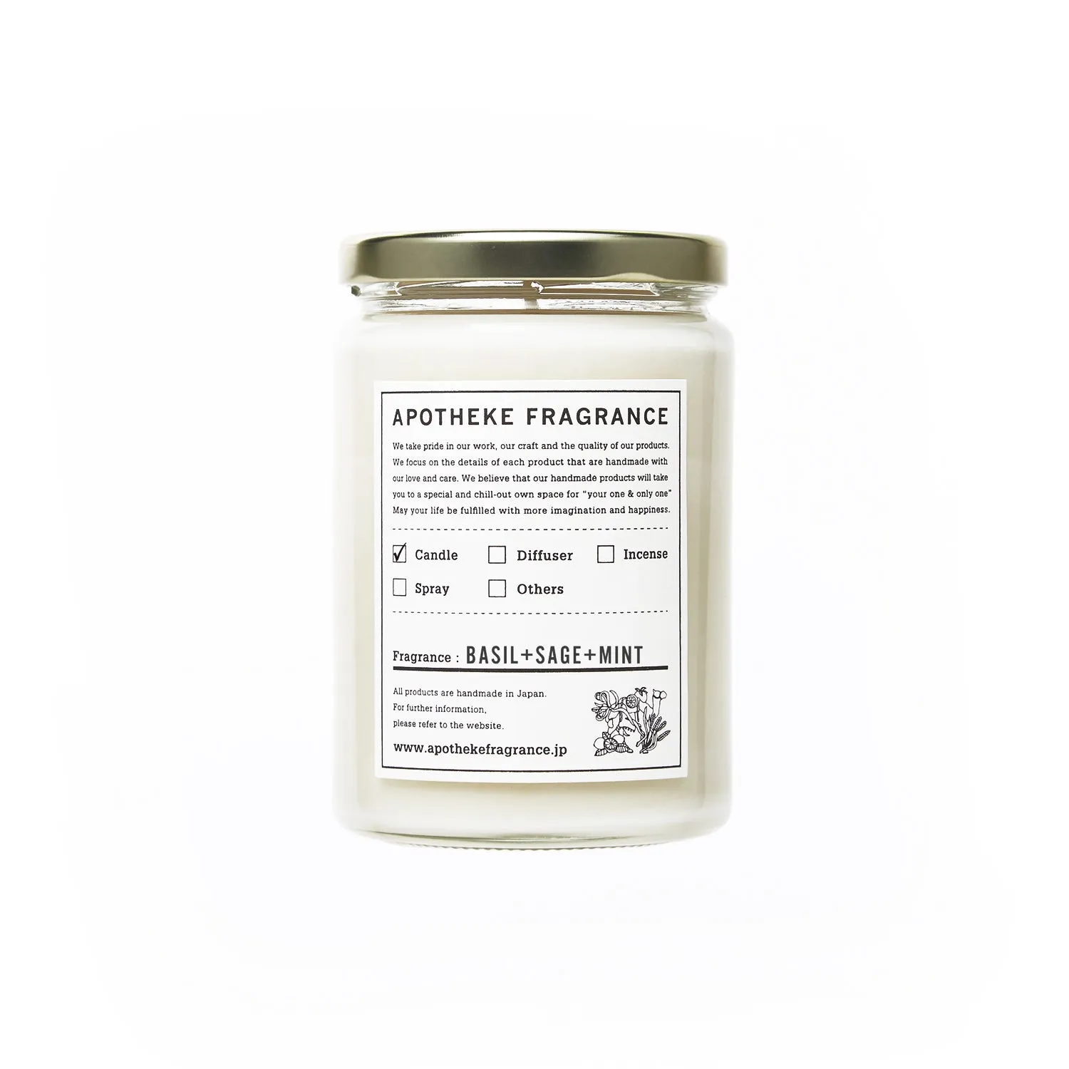 Apotheke Fragrance Glass Jar Candle "Basil Sage Mint"
