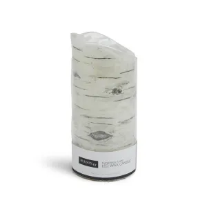 Birch Flickering Flame LED Wax Candle, 3in x 7in