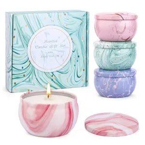 Candle Gifts,Scented Candles Christmas Gift Set for Women, 4 Pack Aromatherapy Candles for Home Scented, Natural Soy Wax Candles Gift Set for Birthday, Mother's Day, Christmas, Valentine's Day