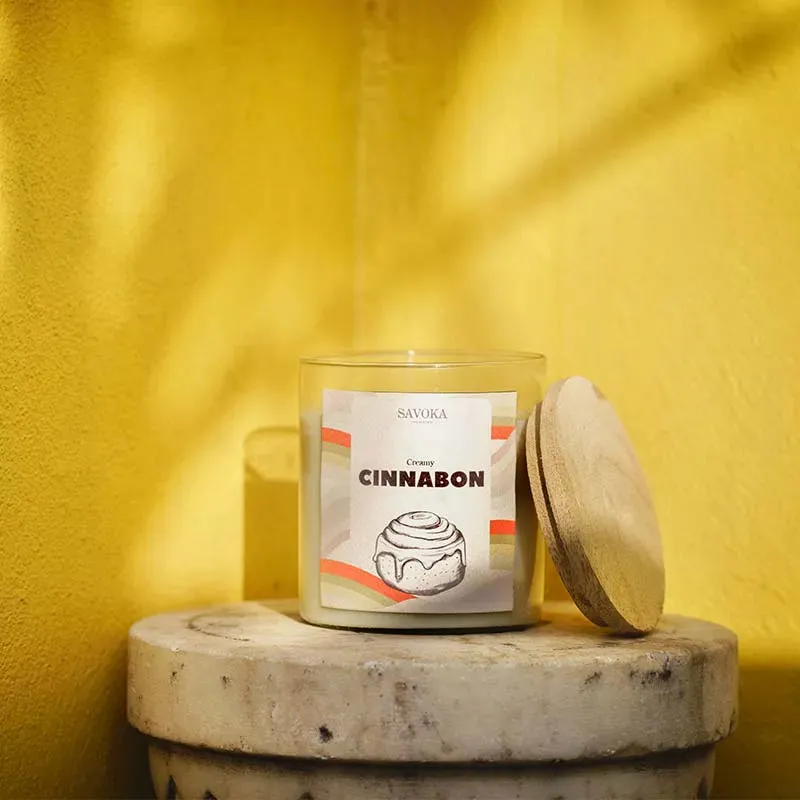 Creamy Cinnabon Scented Soy Candle | Single | 10.2 x 10.2 cm / 4 x 4 inches