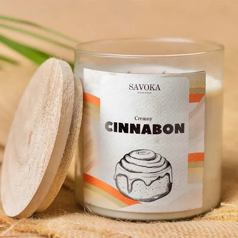 Creamy Cinnabon Scented Soy Candle | Single | 10.2 x 10.2 cm / 4 x 4 inches