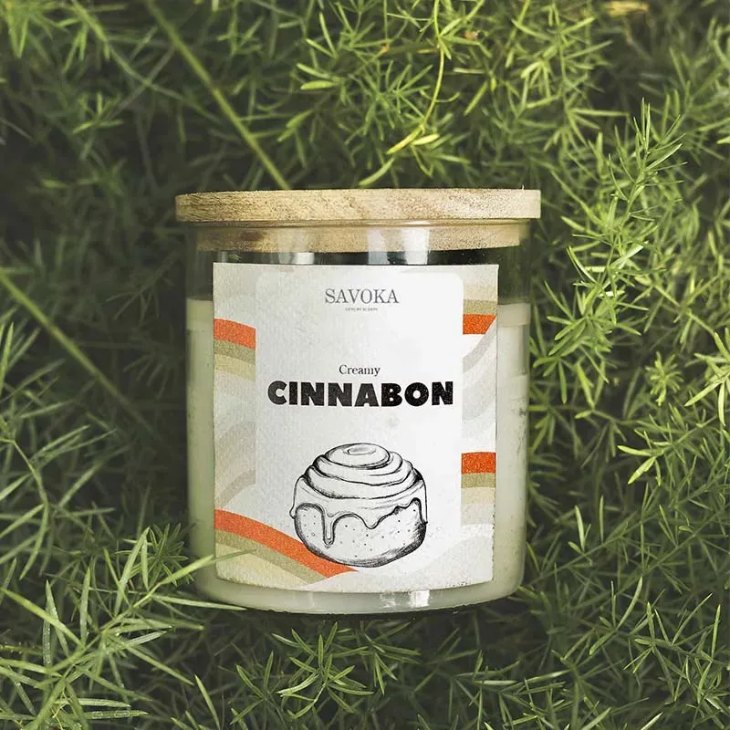 Creamy Cinnabon Scented Soy Candle | Single | 10.2 x 10.2 cm / 4 x 4 inches