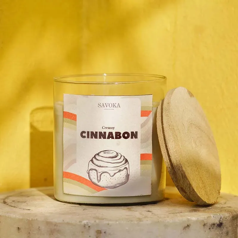 Creamy Cinnabon Scented Soy Candle | Single | 10.2 x 10.2 cm / 4 x 4 inches