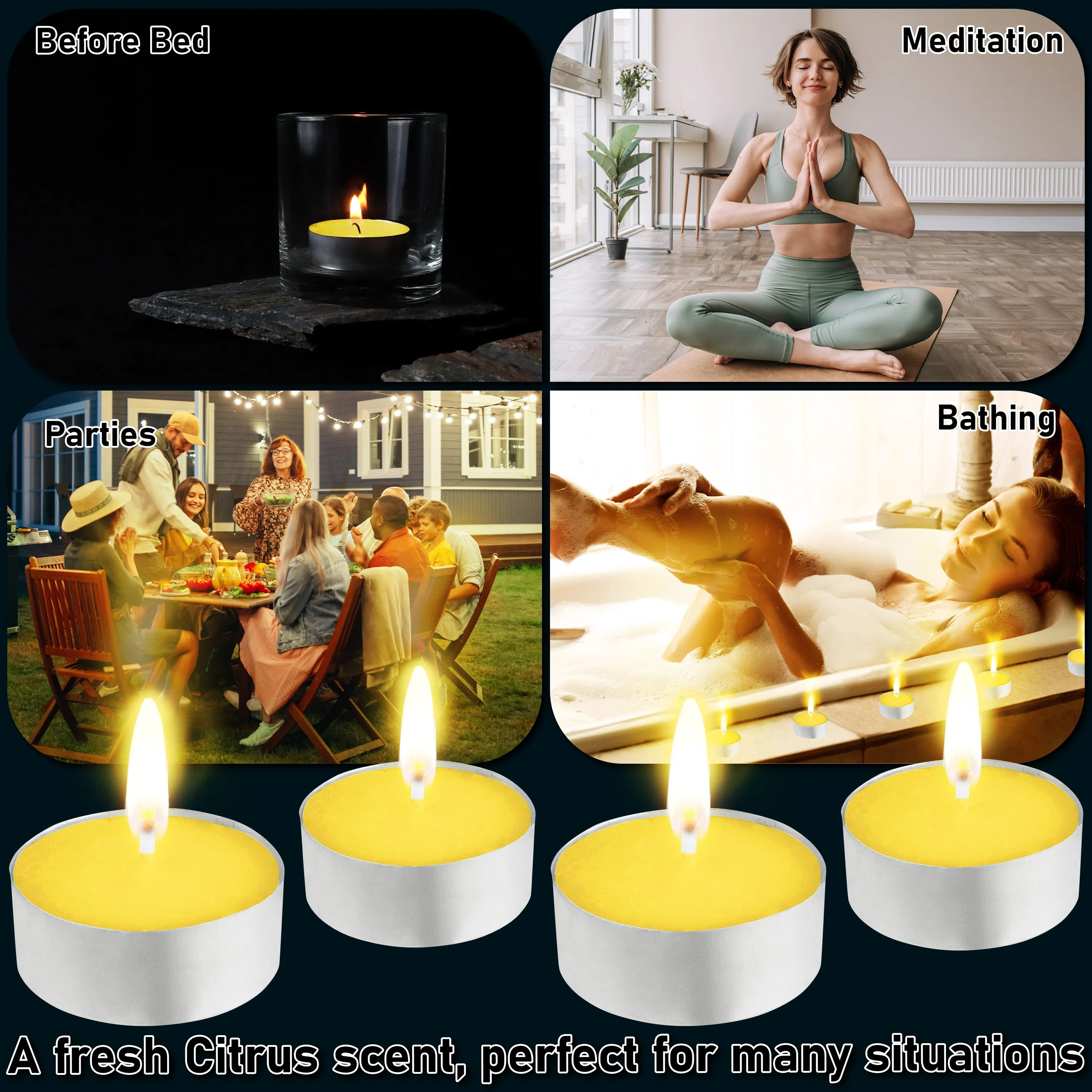 Deco Express Citronella Tealight Candles Multipack - Yellow 100/4 Hours