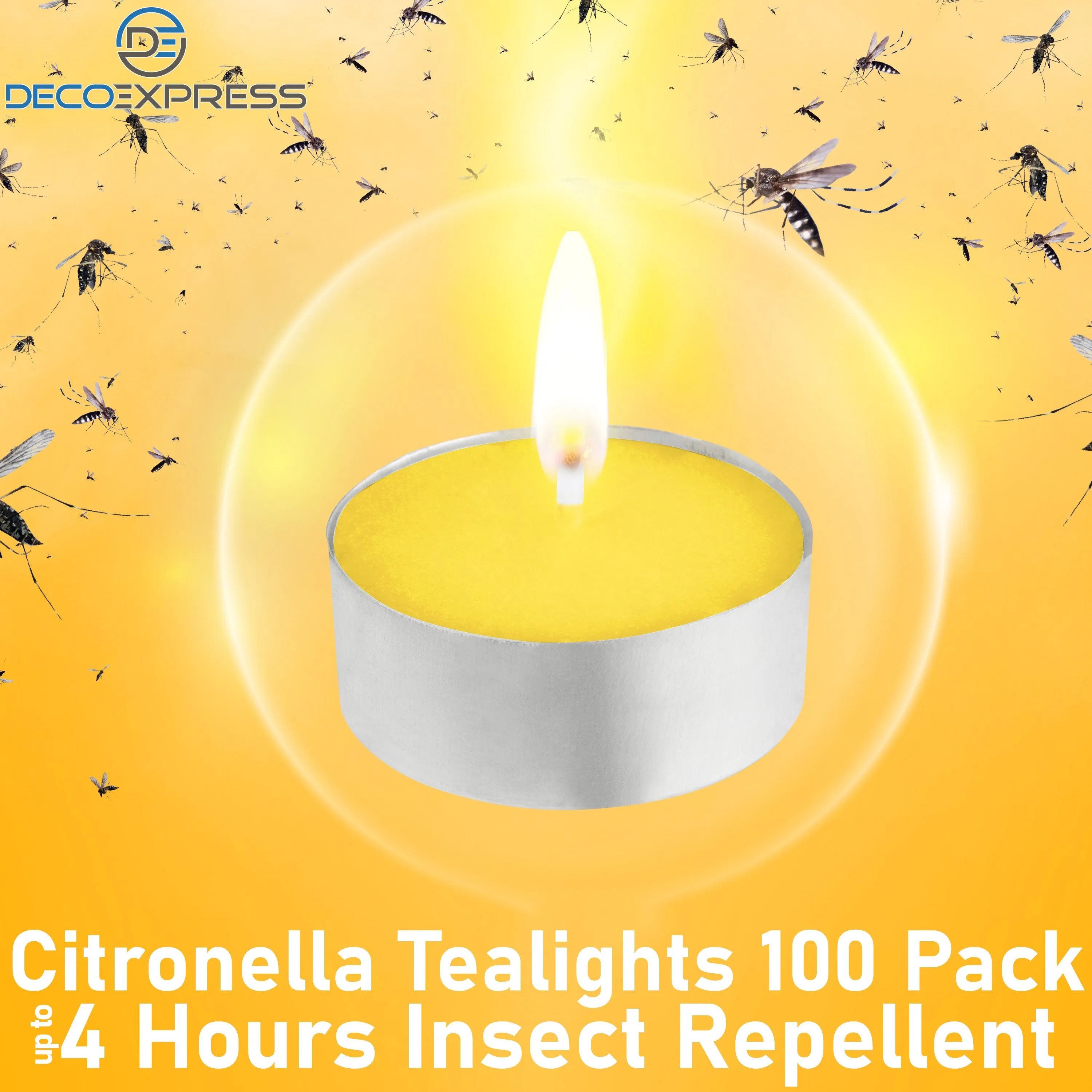 Deco Express Citronella Tealight Candles Multipack - Yellow 100/4 Hours
