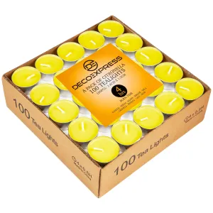 Deco Express Citronella Tealight Candles Multipack - Yellow 100/4 Hours