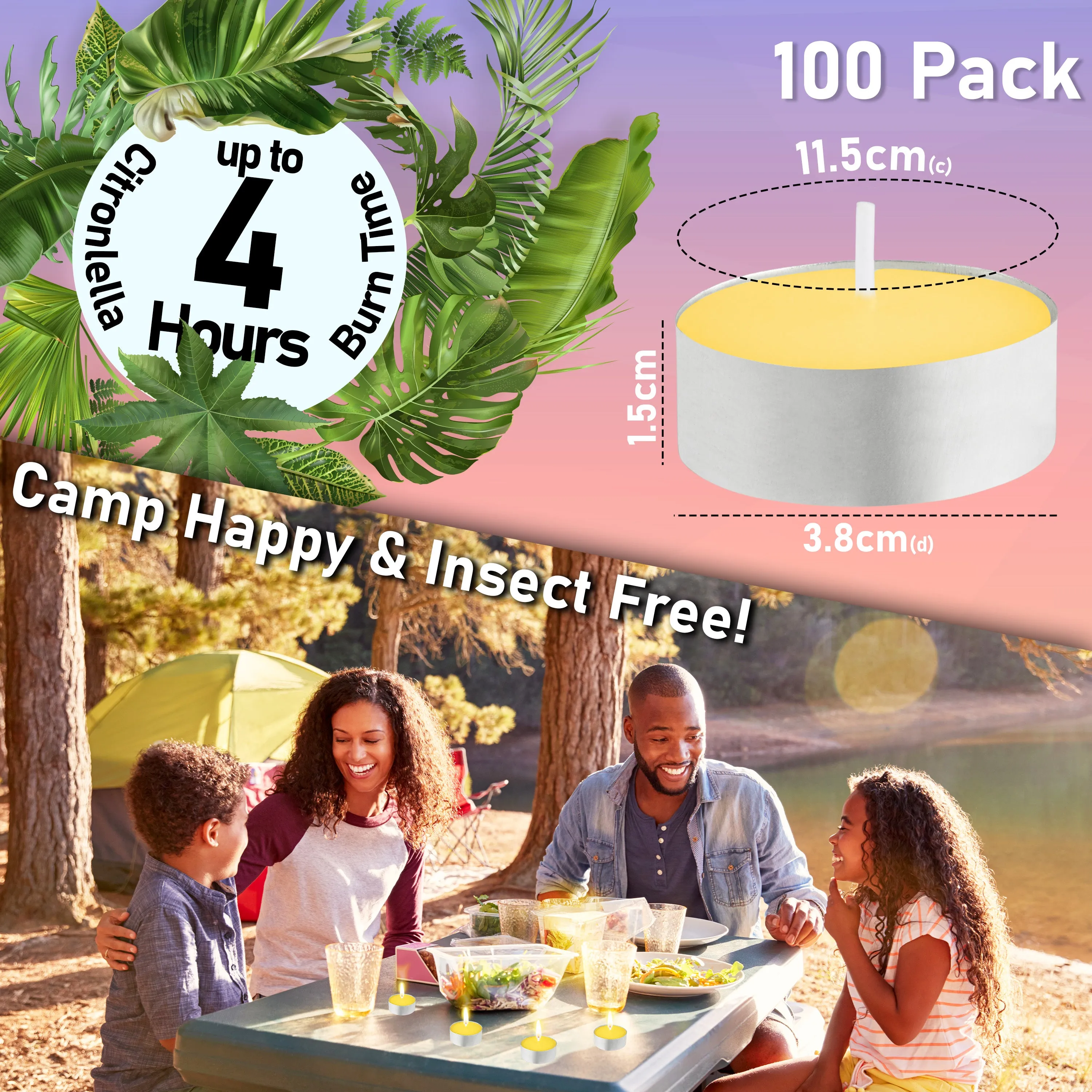 Deco Express Citronella Tealight Candles Multipack - Yellow 100/4 Hours