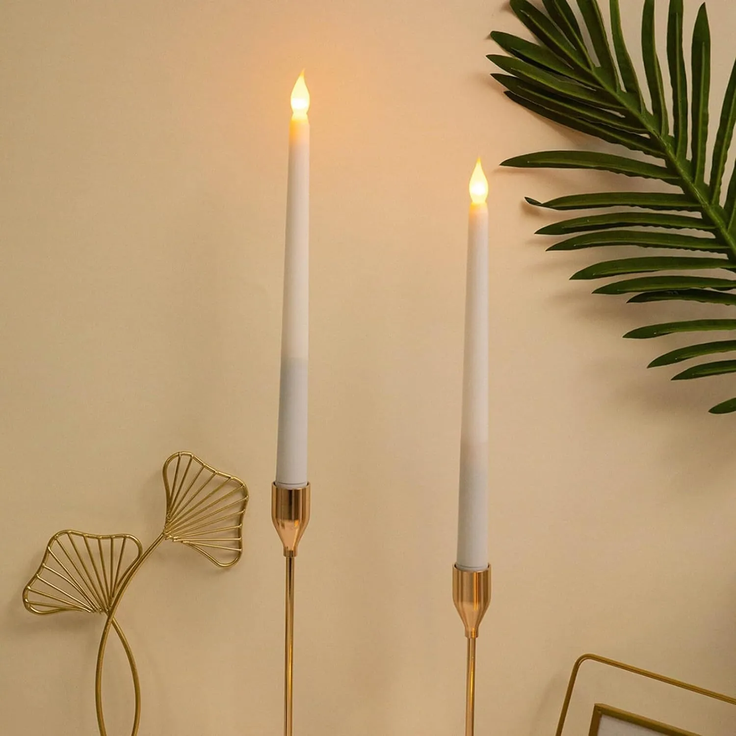 Dwarakesh Enterprises® Pack of 12 Battery Powered Flickering flameless 27.5cm Long Pole Long Battery Backup Taper Candles Yellow led tealight Candles(Upto 240  hrs Burn time**,Batteries Included)
