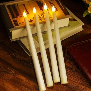 Dwarakesh Enterprises® Pack of 12 Battery Powered Flickering flameless 27.5cm Long Pole Long Battery Backup Taper Candles Yellow led tealight Candles(Upto 240  hrs Burn time**,Batteries Included)