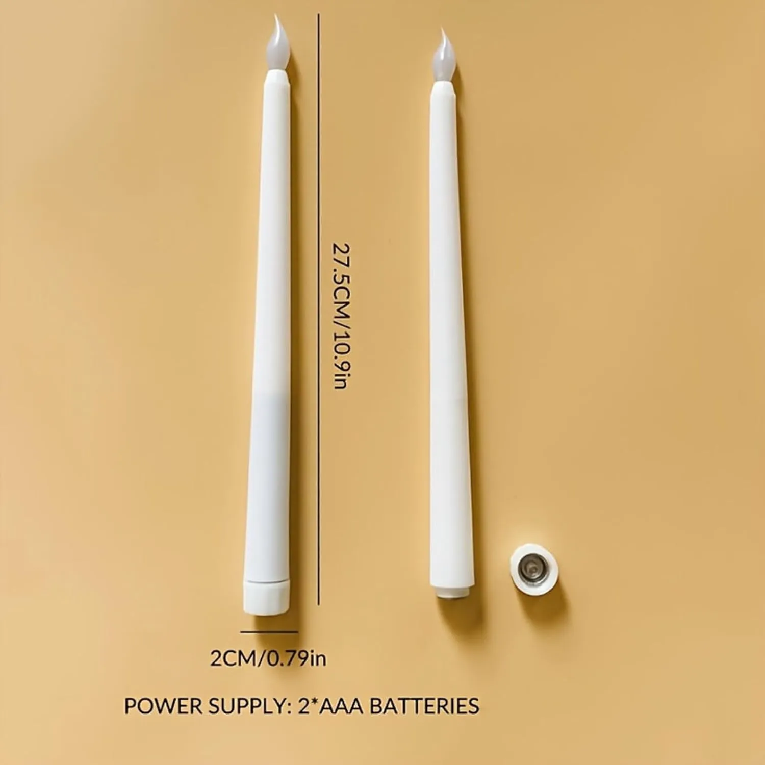 Dwarakesh Enterprises® Pack of 12 Battery Powered Flickering flameless 27.5cm Long Pole Long Battery Backup Taper Candles Yellow led tealight Candles(Upto 240  hrs Burn time**,Batteries Included)
