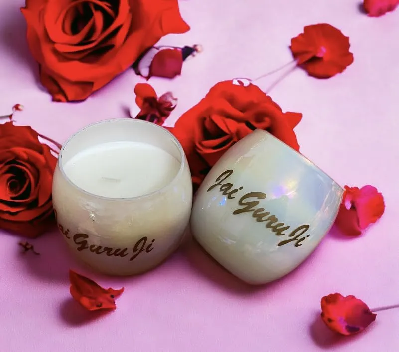 ELEGANTE HOMEZ Scented Jar Candle for Home Decoration Aroma Therapy Ik omkar Candles for Birthday Anniversary (Pack of 2)