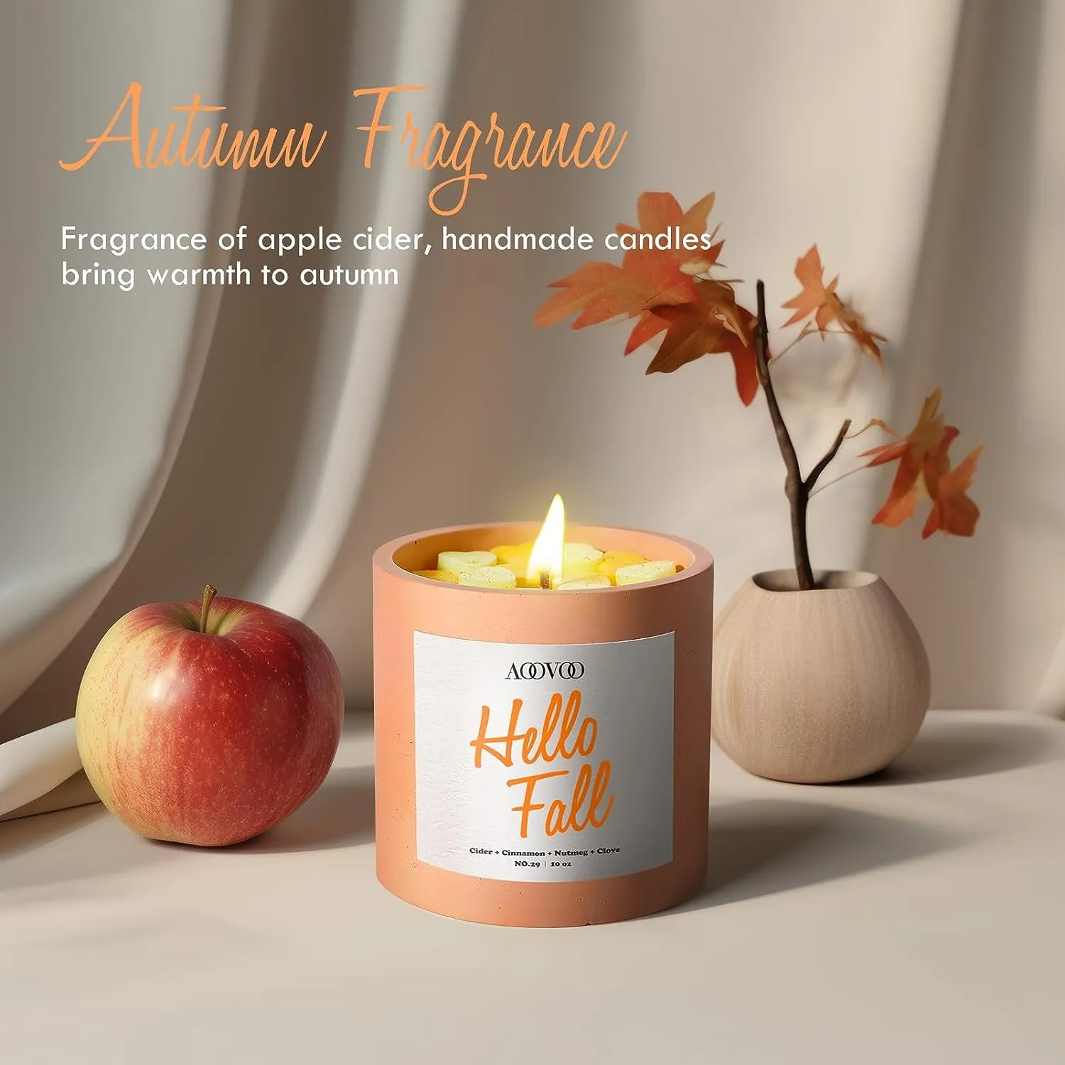Fall Candles Decor - Mulled Cider Candle |Thanksgiving Decor | Fall Scented Soy Candles 10Oz| Candles for Home Scented
