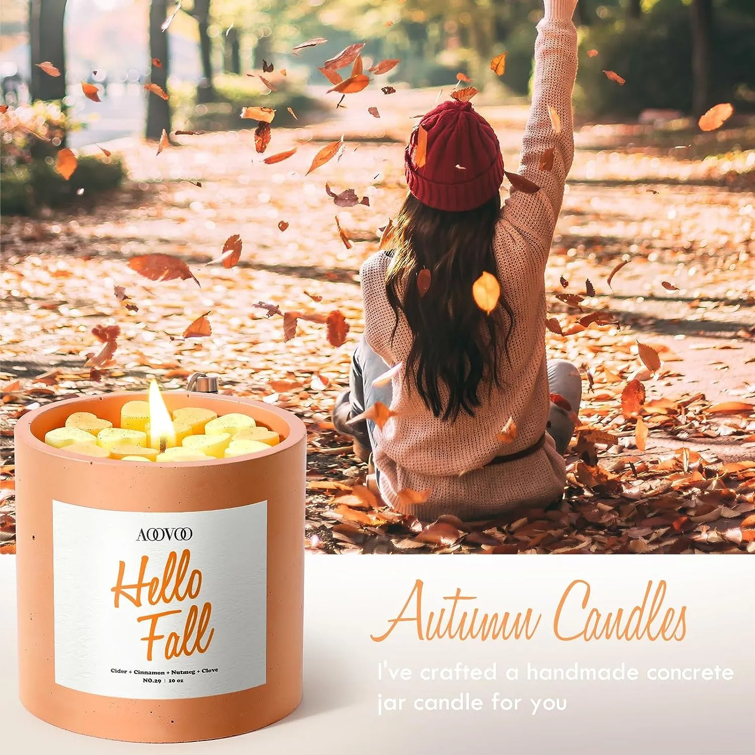 Fall Candles Decor - Mulled Cider Candle |Thanksgiving Decor | Fall Scented Soy Candles 10Oz| Candles for Home Scented