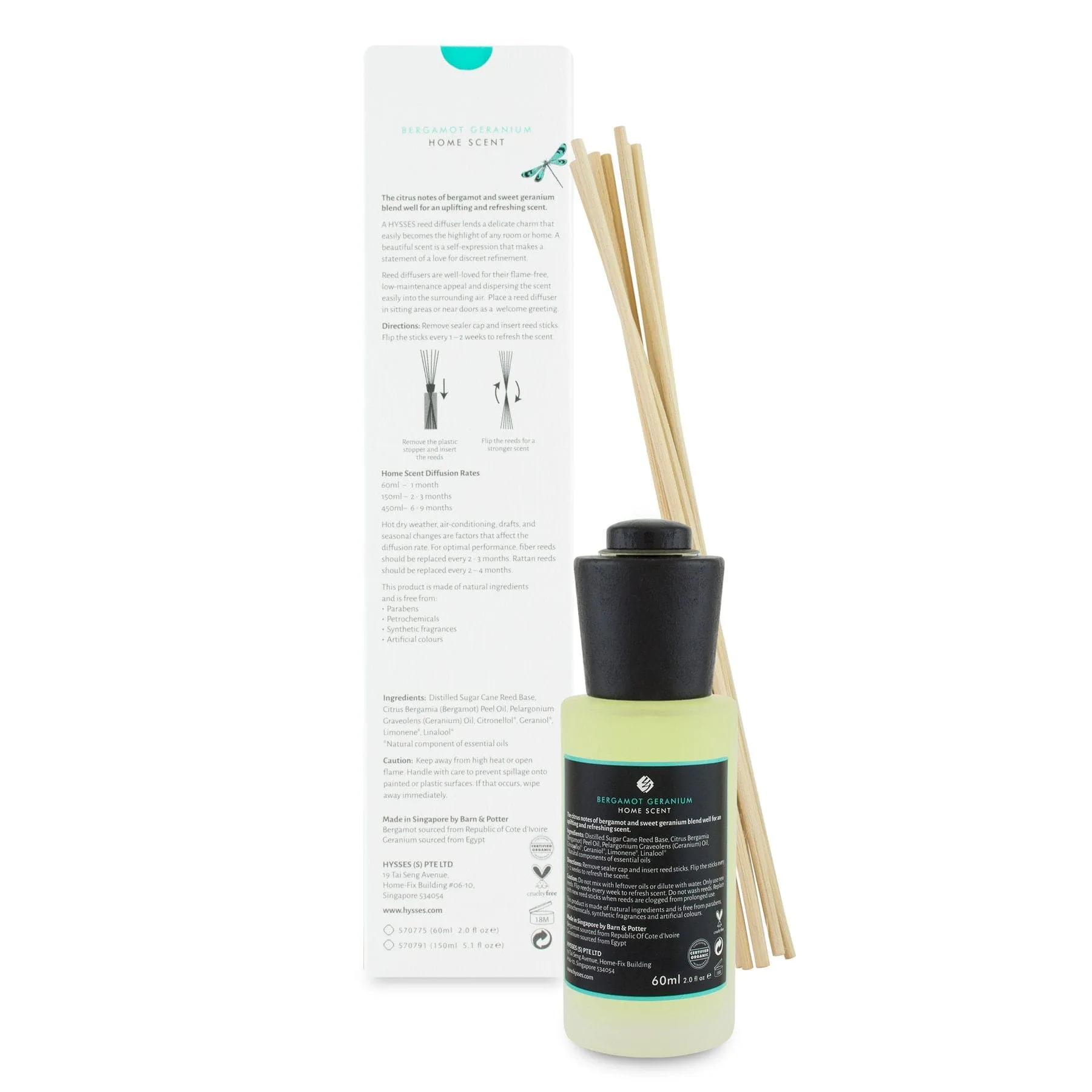 Home Scent Reed Diffuser Bergamot Geranium, 60ml