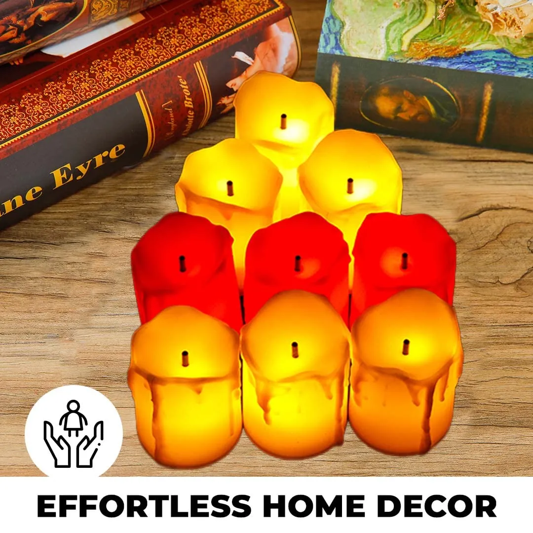 Homestic LED Candles for Home Decoration |Battey Operated |Flameless Yellow Light |Safe & Easy to Maintain |Diwali Lights for Home Decoration, Along with Other Festivities & Parties|Pack of 12 |