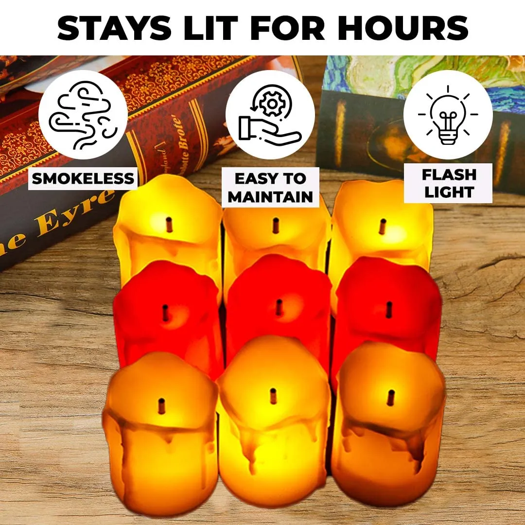 Homestic LED Candles for Home Decoration |Battey Operated |Flameless Yellow Light |Safe & Easy to Maintain |Diwali Lights for Home Decoration, Along with Other Festivities & Parties|Pack of 12 |