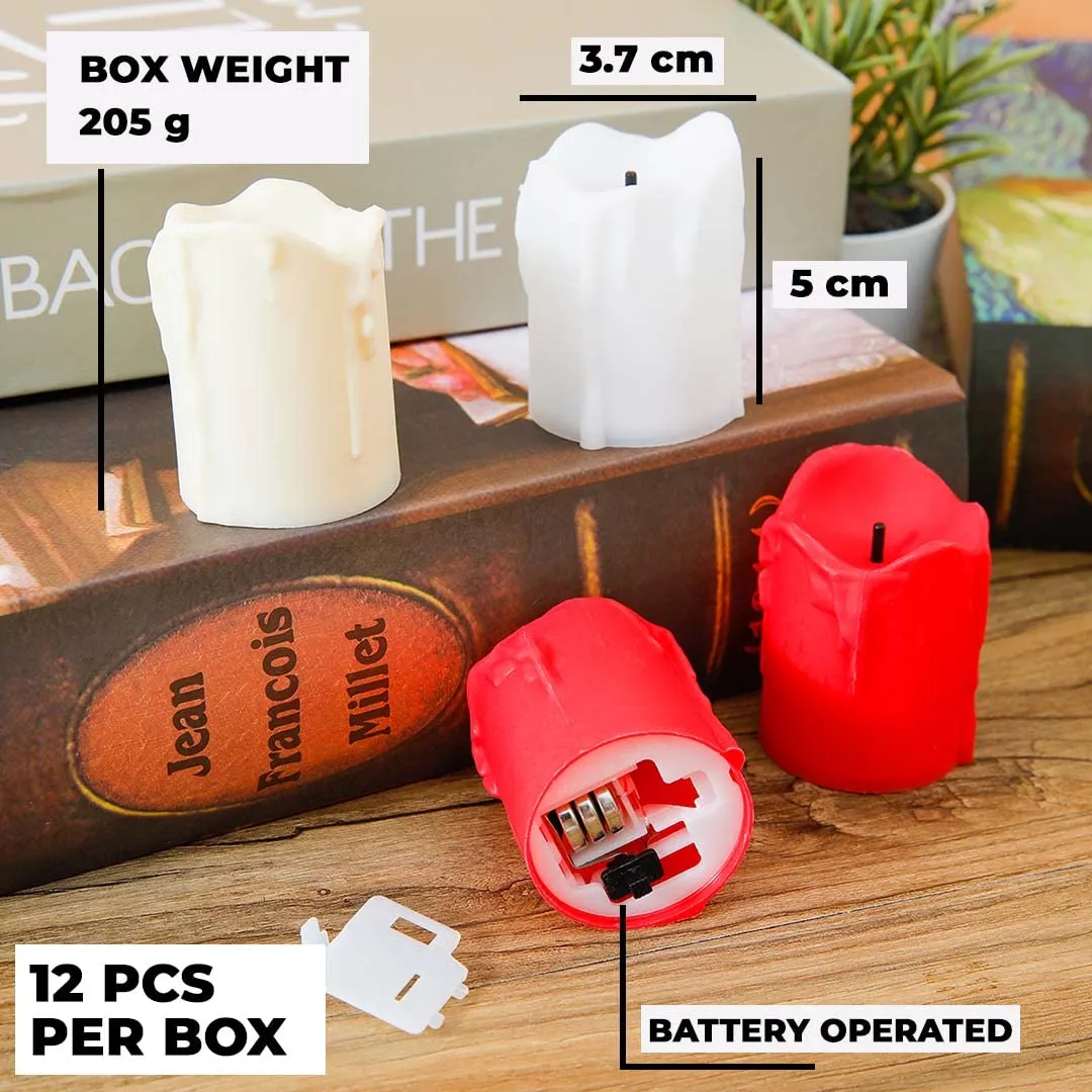 Homestic LED Candles for Home Decoration |Battey Operated |Flameless Yellow Light |Safe & Easy to Maintain |Diwali Lights for Home Decoration, Along with Other Festivities & Parties|Pack of 12 |