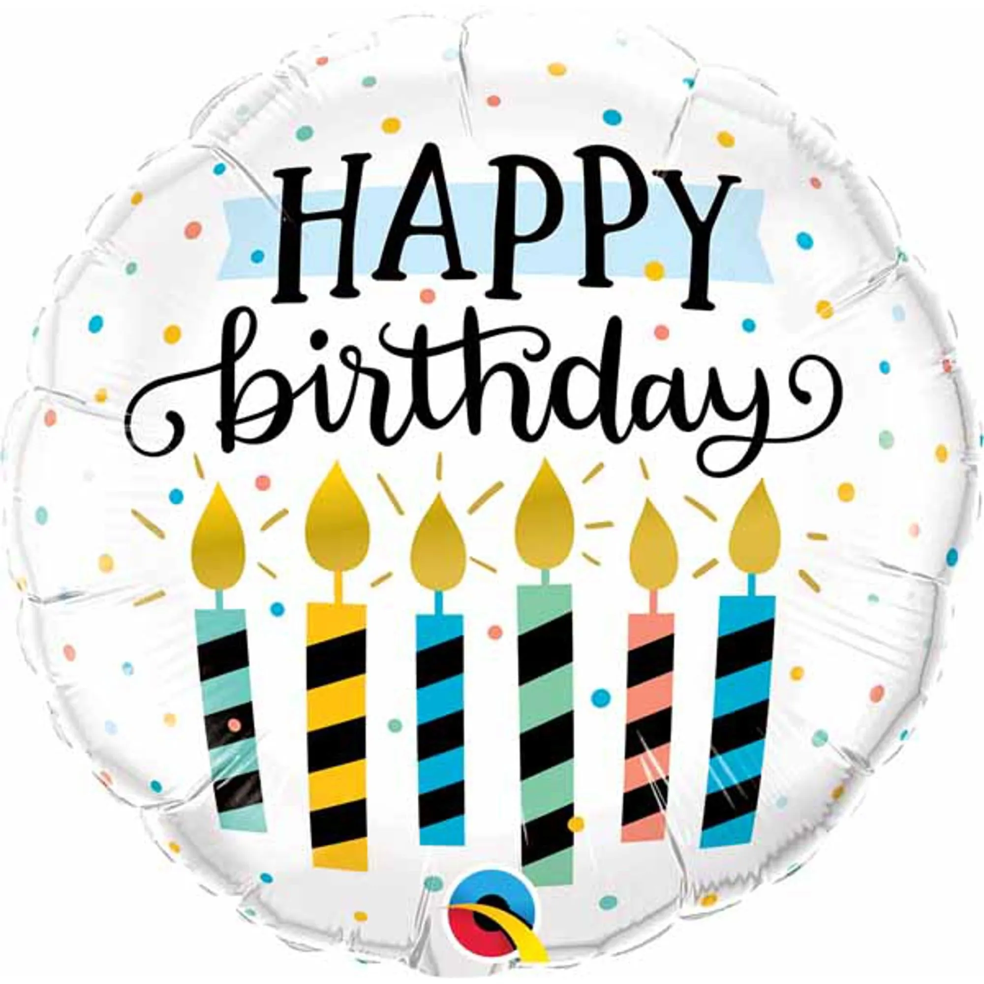 Illuminate the Festivity 18 Inch Birthday Candles & Dots Foil Balloons (5/Pk)