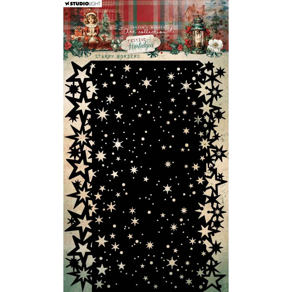 Jenine's Mindful Art Festive Nostalgia Stencil Nr. 302, Starry Borders