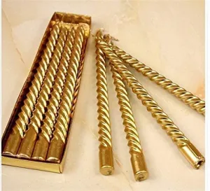 Kigs Enterprise 12 Pcs Designer Golden Spiral Pillar Candle 10 inch Long for Party, Daily use, Candle (Pack of 12 Pcs, Golden) ( 10 Inch) (Pack of 12 Pcs 10 Inch, Golden)