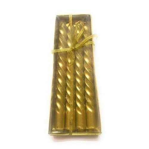 Kigs Enterprise 12 Pcs Designer Golden Spiral Pillar Candle 10 inch Long for Party, Daily use, Candle (Pack of 12 Pcs, Golden) ( 10 Inch) (Pack of 12 Pcs 10 Inch, Golden)