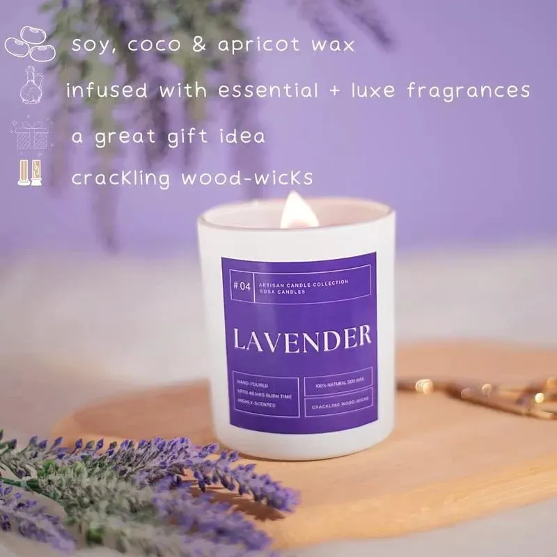 Lavender Scented Candles | Luxury Scented Candles | Single | 5.1 x 7.6 cm / 2 x 3 inches