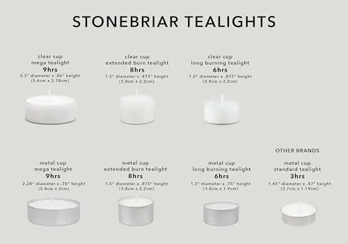 Long Burning Unscented Tea Light Candles, 8 Hour Extended Burn Time, White, 50 Pack