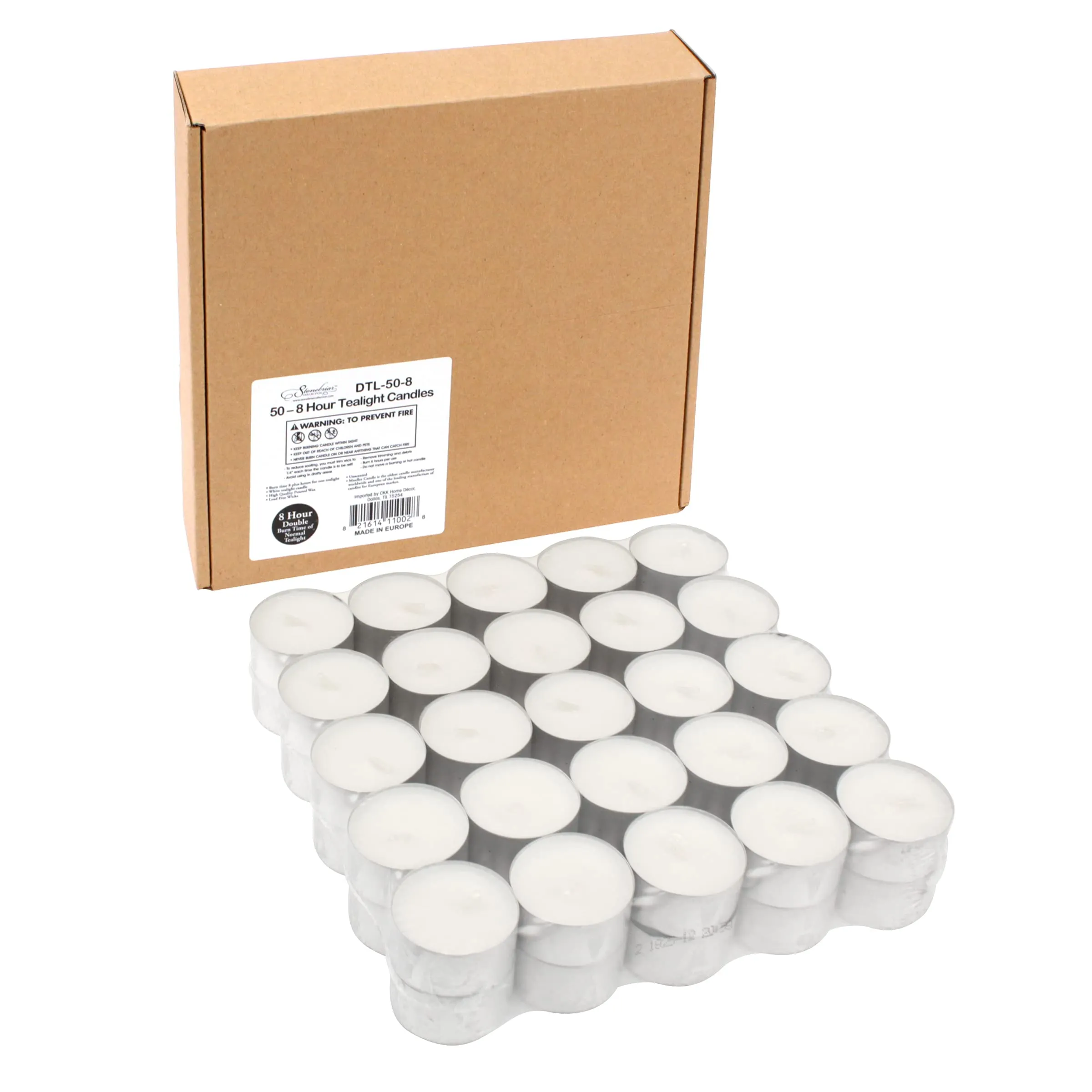 Long Burning Unscented Tea Light Candles, 8 Hour Extended Burn Time, White, 50 Pack