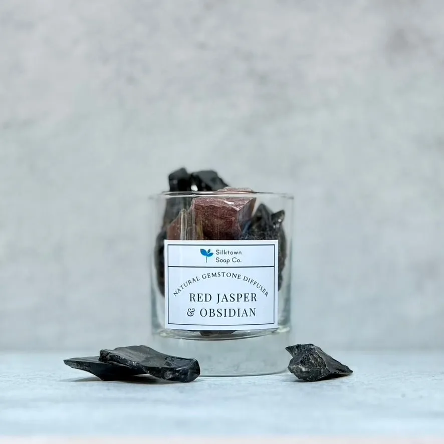 Natural Gemstone Diffuser - Red Jasper & Obsidian