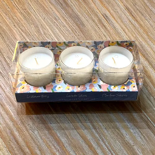 Opal House - Set Of 3 Soy Jar Candles - Cashmere Berry - Lavender Shores Mandarin Hibiscus