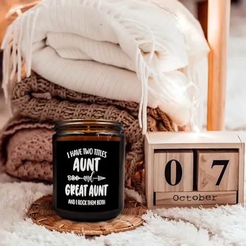 PUHEI Great Aunt Gifts Candle, Aunt Candle Gift, Mothers Day Candle Gifts for Great Aunt Auntie, Aunt Gifts from Nephew Niece, I Have Two Titles Aunt and Great Aunt Soy Scented Jar Candles