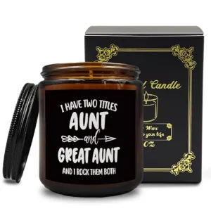 PUHEI Great Aunt Gifts Candle, Aunt Candle Gift, Mothers Day Candle Gifts for Great Aunt Auntie, Aunt Gifts from Nephew Niece, I Have Two Titles Aunt and Great Aunt Soy Scented Jar Candles