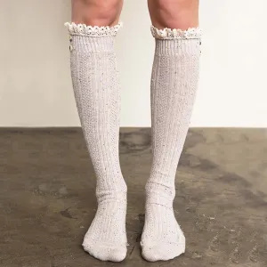 Rosewood Lace Socks in Taupe