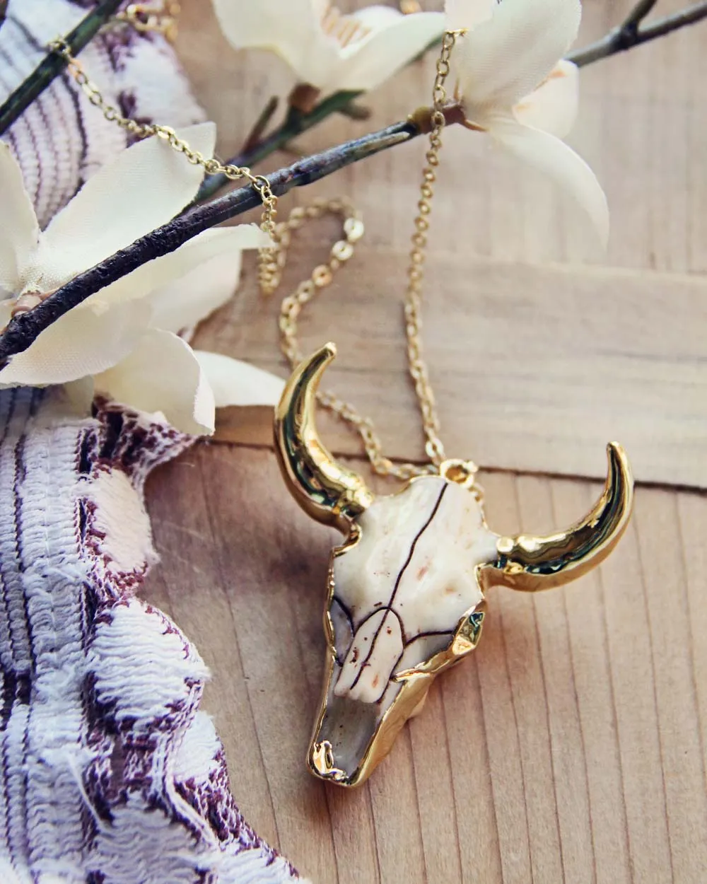 Rosewood Skull Necklace