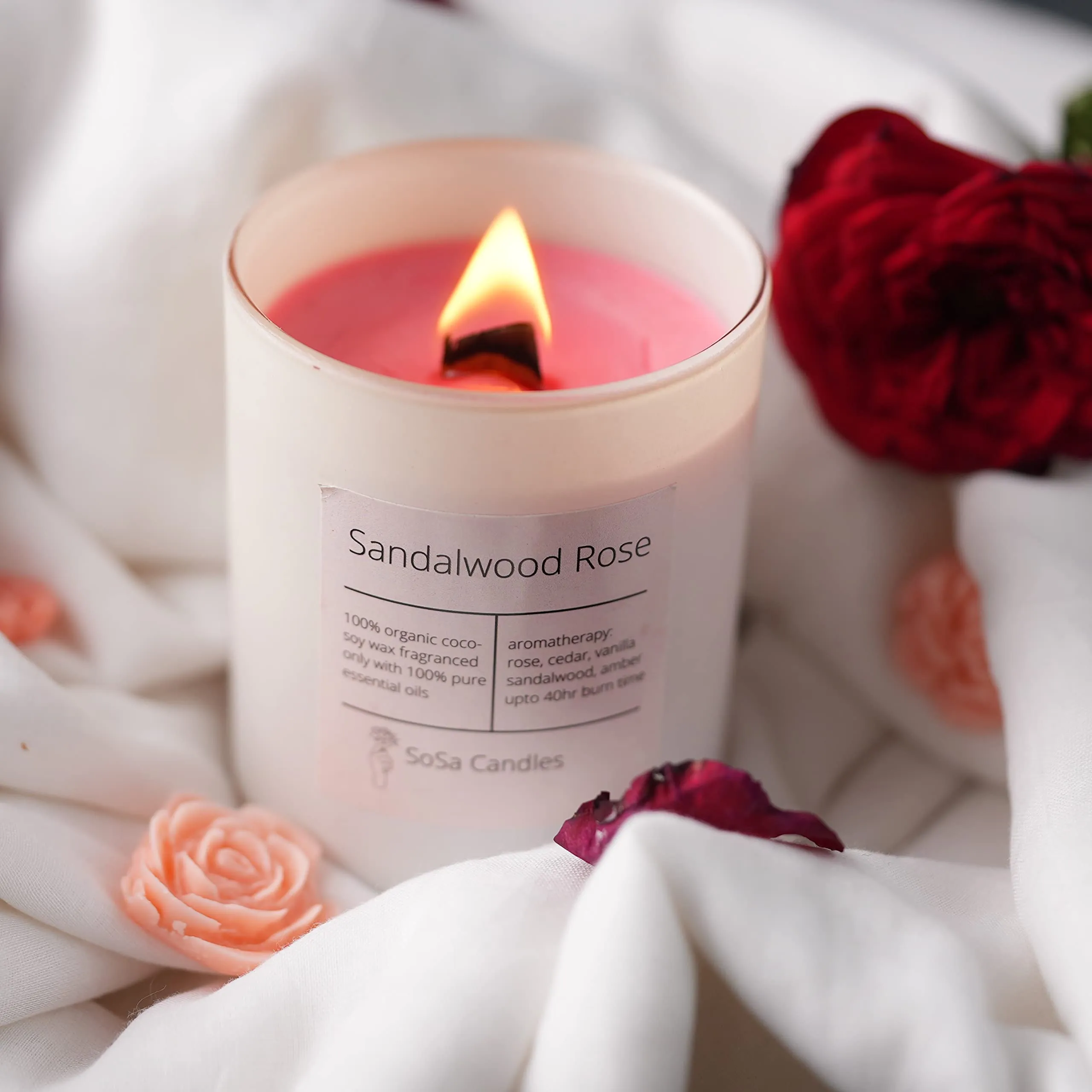 Sandalwood Rose Highly Scented Candles For Home Decor | Scented Candles Gift Set | Home Decor Items | Home Decoration Items For Bedroom,Living Room | Aroma,Aromatherapy Candles Upto 45hrs