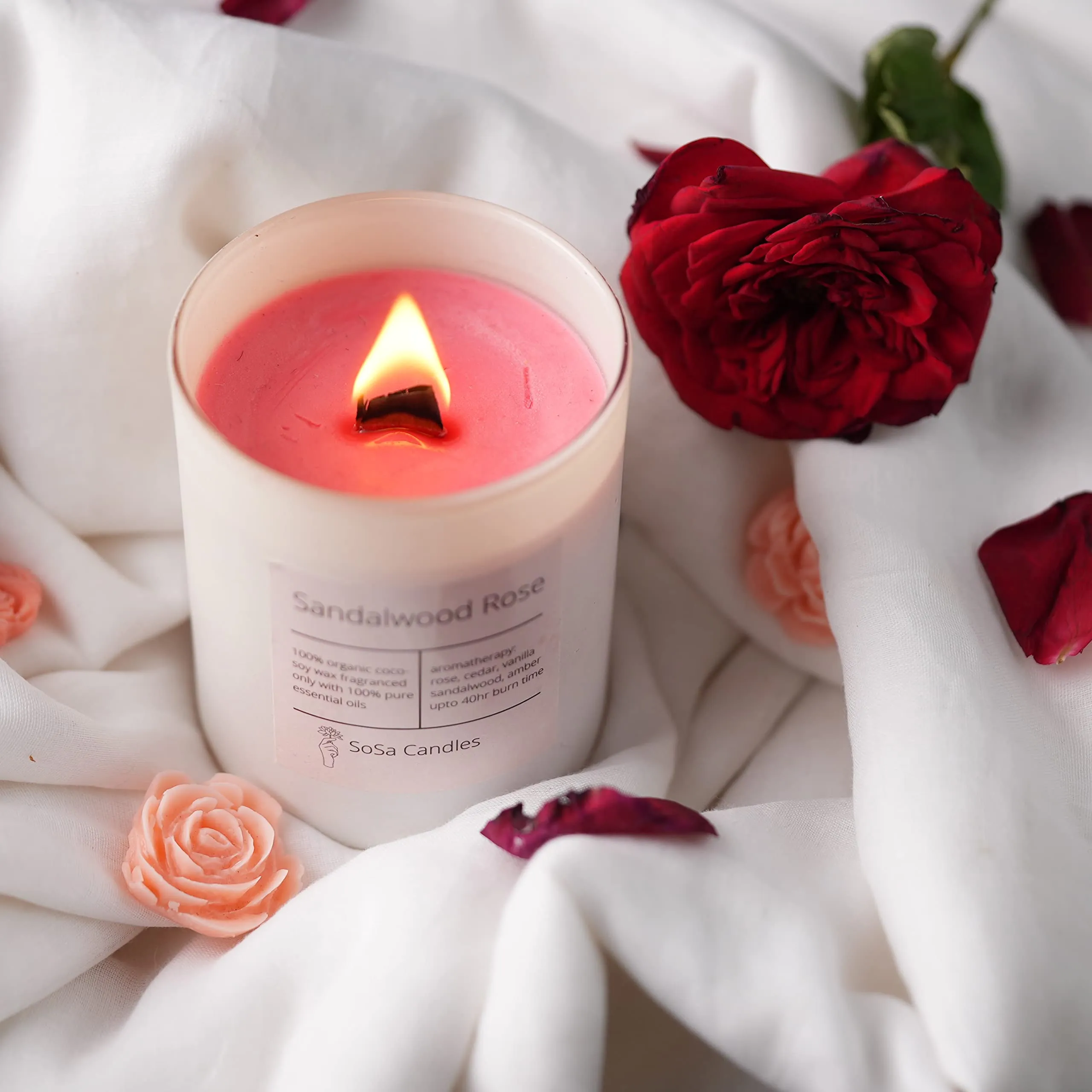 Sandalwood Rose Highly Scented Candles For Home Decor | Scented Candles Gift Set | Home Decor Items | Home Decoration Items For Bedroom,Living Room | Aroma,Aromatherapy Candles Upto 45hrs