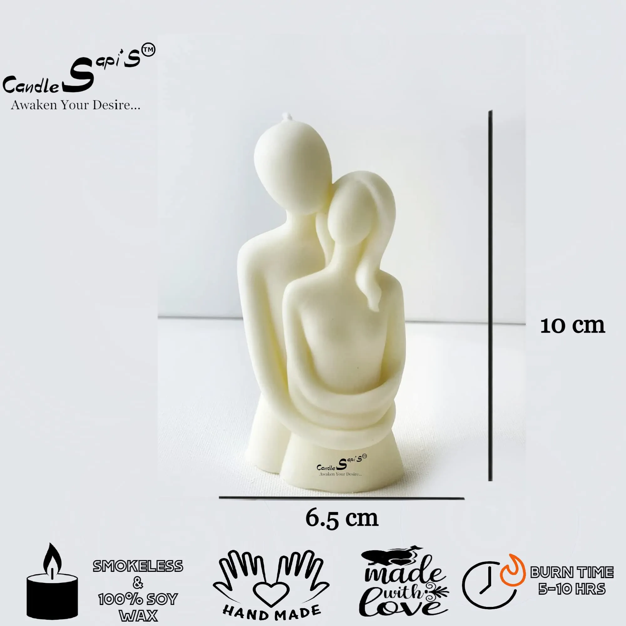 Sapi’S Candles: Awaken Your Desire...™ Scented Heart Pillar Candles with Cute Couple, Soy Wax | Best Valentine's Day Gift |120 Gram Each,10 Hours (White & Red) (Pack of 3)