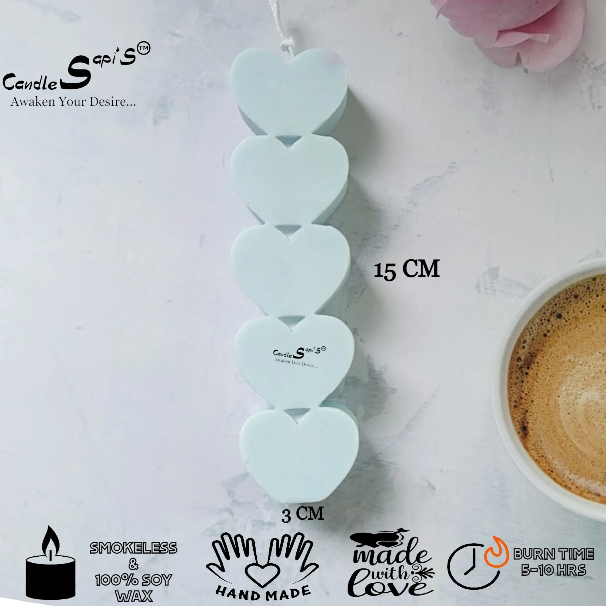 Sapi’S Candles: Awaken Your Desire...™ Scented Heart Pillar Candles with Cute Couple, Soy Wax | Best Valentine's Day Gift |120 Gram Each,10 Hours (White & Red) (Pack of 3)