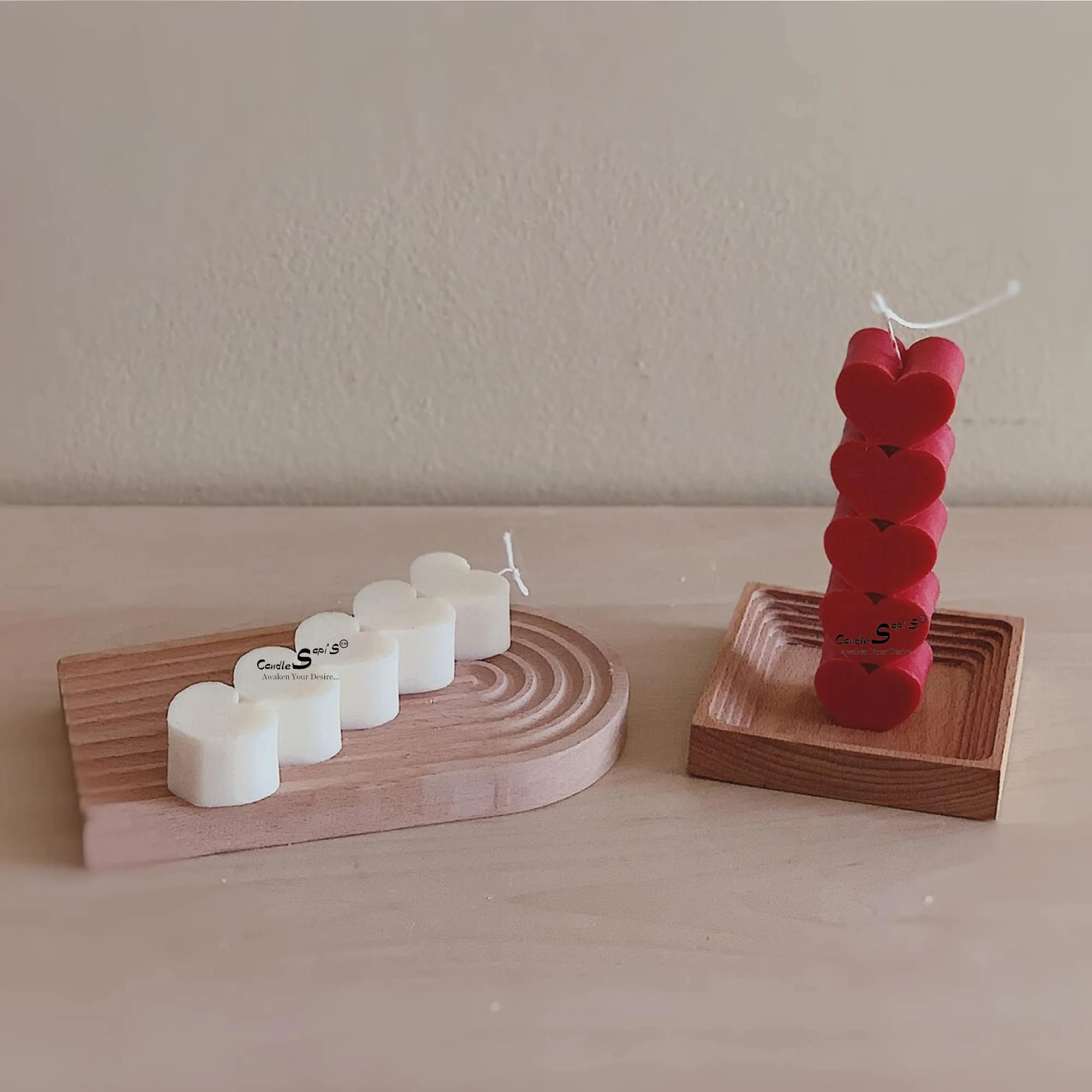 Sapi’S Candles: Awaken Your Desire...™ Scented Heart Pillar Candles with Cute Couple, Soy Wax | Best Valentine's Day Gift |120 Gram Each,10 Hours (White & Red) (Pack of 3)
