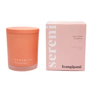 Serenity Frangipani Timber Wick Soy Wax Candle - 283g