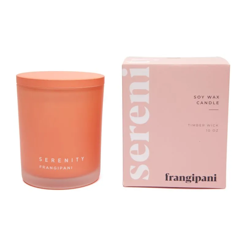 Serenity Frangipani Timber Wick Soy Wax Candle - 283g
