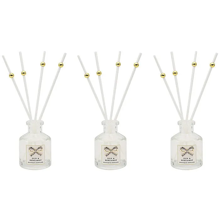 Set Of 3 Stylish Diffuser With A Gold Diamante' Bow (4 Options)