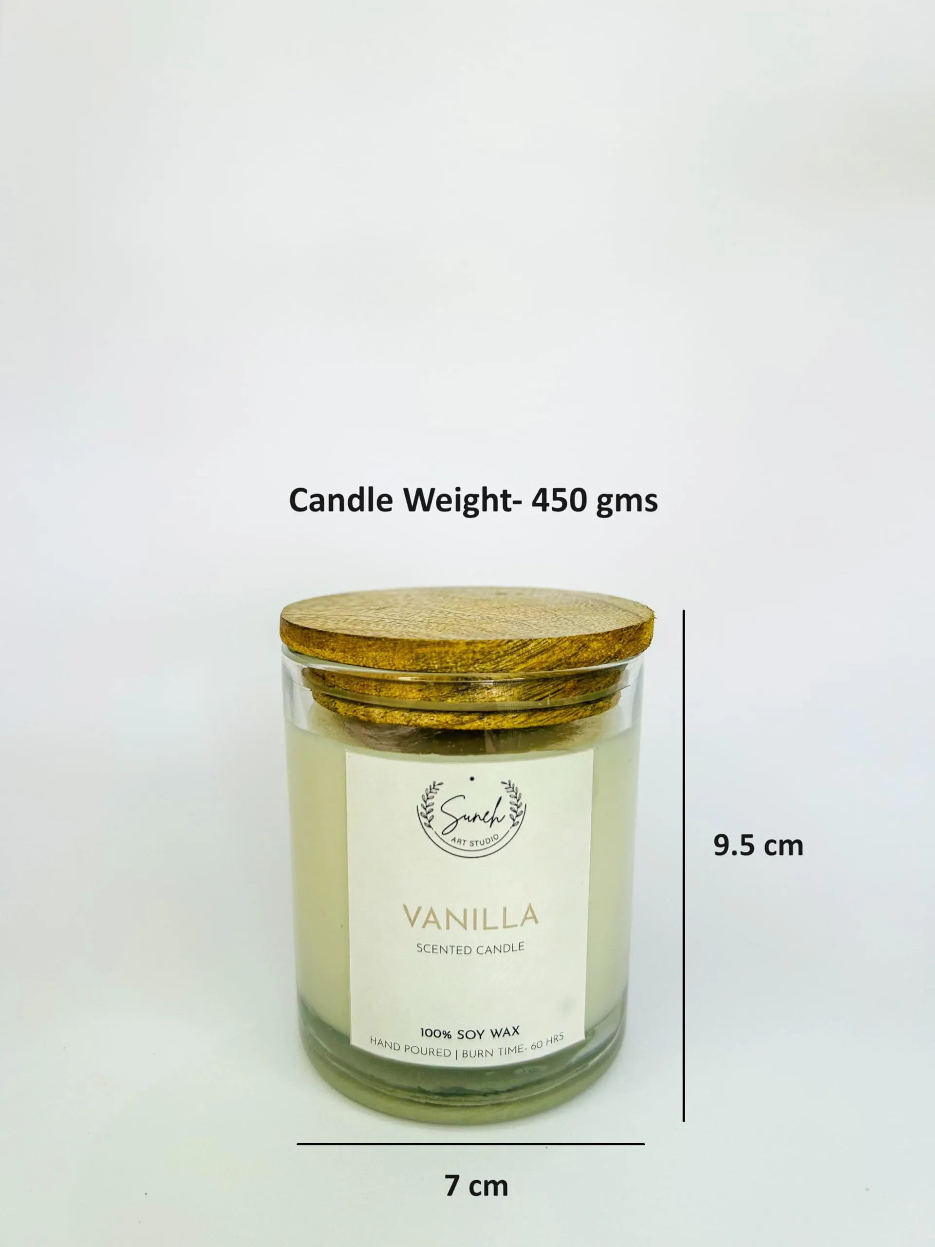 Suneh Scented Soy Wax Candle, 450 gm, 50-60 Hrs | Luxury Aroma Therapy Votive Jar Candles Big Size | Scented Candles for Home Decor Gift Set | Fragrance Vanilla (Pack of 2)-Bazar
