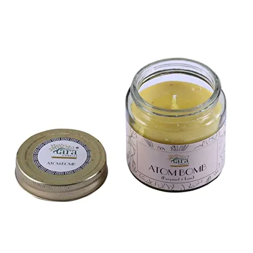 Tara Scented Candle-Pataka of India-Atombomb Bergamat   Lime Aromatherapy|375 gm,Burn Time Upto 48 Hrs|Glass Jar with Screw lid|Handcrafted,Luxury Gift, Home Décor,Gift for Her|Single Wick|Large