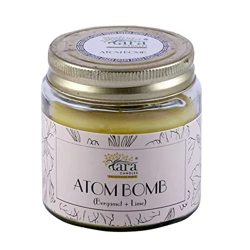 Tara Scented Candle-Pataka of India-Atombomb Bergamat   Lime Aromatherapy|375 gm,Burn Time Upto 48 Hrs|Glass Jar with Screw lid|Handcrafted,Luxury Gift, Home Décor,Gift for Her|Single Wick|Large