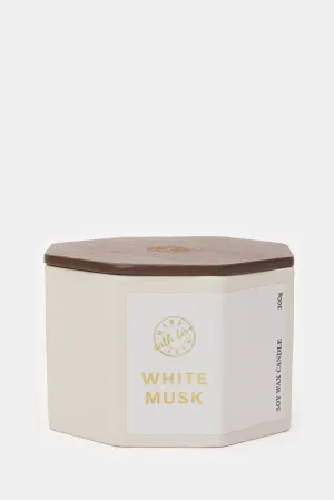 White Musk Scented Candle Jar With Lid (Medium)